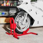 Suporte para Roda Dianteira de Moto Ajustável em 3 Níveis Carga 250 kg 60x55x43 cm Vermelho