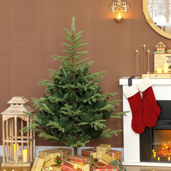 Árvore de Natal Artificial 150 cm com 492 Ramos Densos e Suporte Metálico Dobrável para Interior Verde