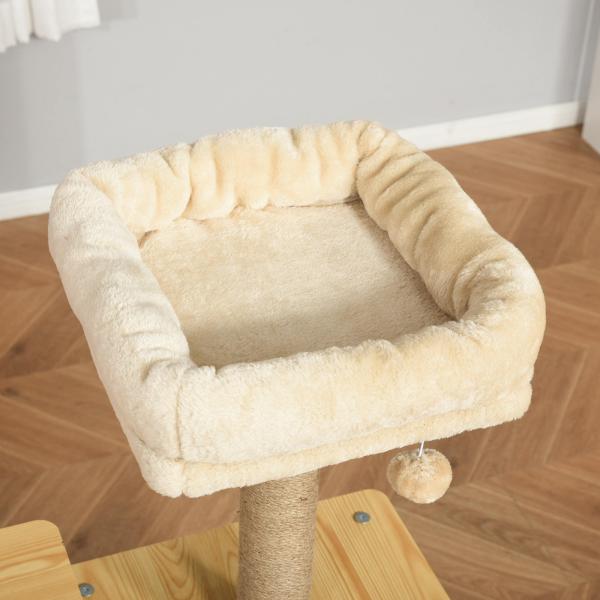 Árvore Arranhadora para Gatos Torre de Escalada com Plataformas Rede Escada Caverna Postes para Arranhar de Juta Bola Supensa e Descanso 60x40x130cm Bege