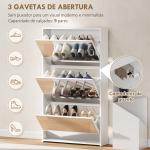 Sapateira Estreita com Espelho para 9 Pares de Sapatos para Corredor Espaços Reduzidos 65x17x114,5 cm Branco