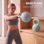 Kettlebell de 8 kg Pesa Russa Preenchida de Areia Metálica e Alça Antiderrapante para Treino em Casa Ginásio 19x19x28 cm Cinzento