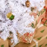 Árvore de Natal Artificial 150cm com 680 Ramos de PVC 48 Decorações Incluidas Decoração de Natal Φ85x150cm Branco
