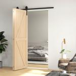 Kit de Ferragens para Porta de Correr Dobrável 122 cm para 2 Portas com Calha, Preto