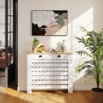 Cobertura para Radiador com Gavetas Cobertura para Radiador de MDF para Sala de Estar Dormitório Corredor 111x19x95,5 cm Branco