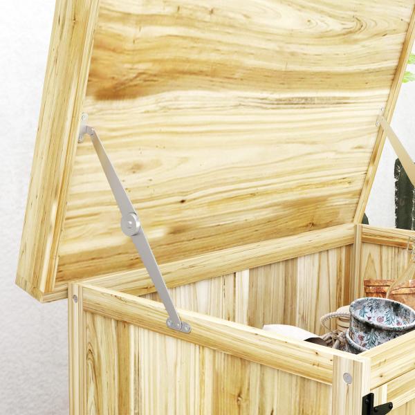 Armário de Exterior em Madeira com Tampo Basculante Prateleira 2 Portas para Armazenamento de Ferramentas 74x43x88 cm Madeira