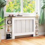 Cobertura para Radiadores com Prateleiras Desenho Moderno de Ripas para Sala de Estar Quarto 152x19x83 cm Branco