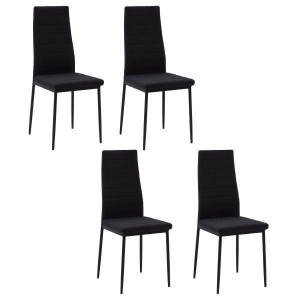 Conjunto de 4 Cadeiras de Sala de Jantar Estofadas em Linho com Pernas em Metal Cadeiras Modernas para Cozinha Quarto Suporta até 120 kg 41x50x97 cm Preto