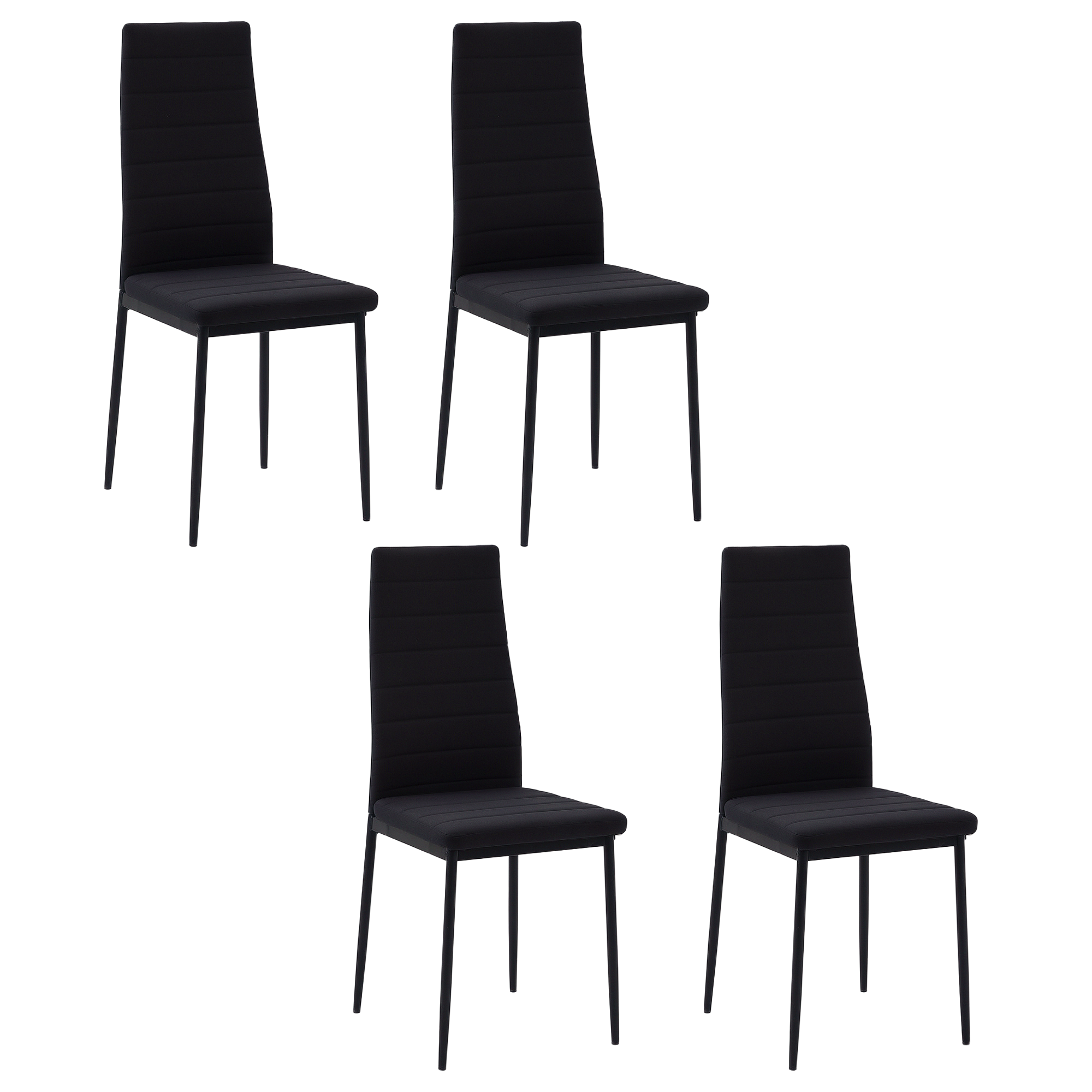 Conjunto de 4 Cadeiras de Sala de Jantar Estofadas em Linho com Pernas em Metal Cadeiras Modernas para Cozinha Quarto Suporta até 120 kg 41x50x97 cm Preto