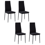 Conjunto de 4 Cadeiras de Sala de Jantar Estofadas em Linho com Pernas em Metal Cadeiras Modernas para Cozinha Quarto Suporta até 120 kg 41x50x97 cm Preto