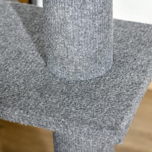 Arranhador para Gatos do Chão ao Teto com Altura Ajustável, 4 Plataformas e Poste 43x27x228 - 260 cm Cinzento