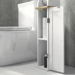 Armário Casa de Banho Moderno com Prateleiras Ajustáveis e Suporte para Papel Higiénico 18x20x80 cm Branco
