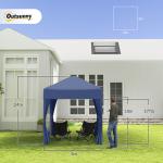 Tenda Dobrável 2x2 m Tenda de Jardim com 4 Paredes Laterais Tecido Oxford 2 Portas 2 Janelas e Bolsa de Transporte para Exterior Terraço Campismo Festas Azul