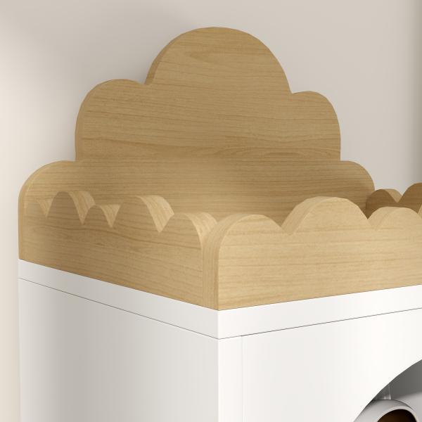 Estante para Livros Infantil de 3 Niveis Estante de Livros para Escola Infantil Dormitório 40x30x139,5 cm Branco e Madeira