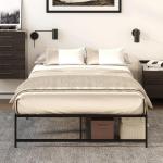 Estrutura de Cama Dupla de Metal para Colchão 137/135x190 cm com Pés de 31 cm Estrutura de Cama de Casal 141,5x195x35cm Preto