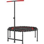 Trampolim Fitness 114x114x132 cm com Guiador Ajustável em 3 Níveis Estrutura de Aço para Treino de Perna Corpo Vermelho