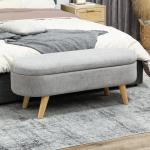 Banco para Pé de Cama Banco de Armazenamento com Pés de Madeira e Assento Acolchoado 110x40x43 cm Cinzento
