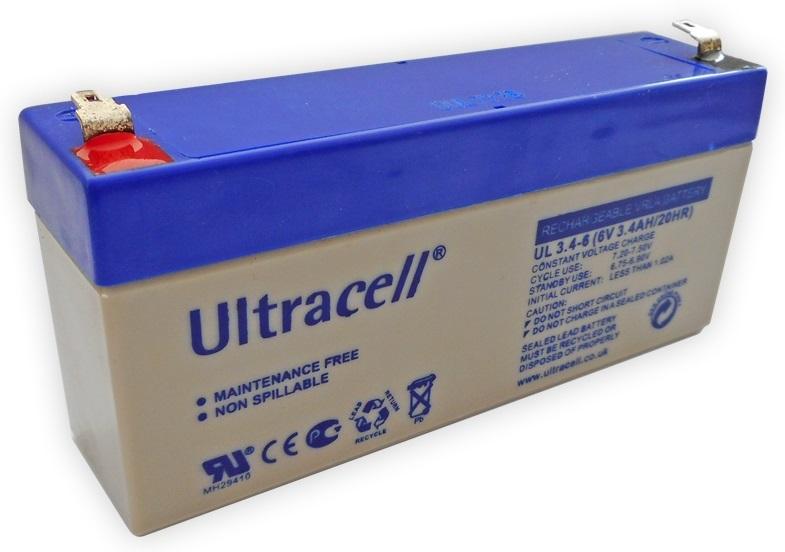 Bateria Chumbo 6V 3,4Ah (134 x 34 x 60mm) - Ultracell