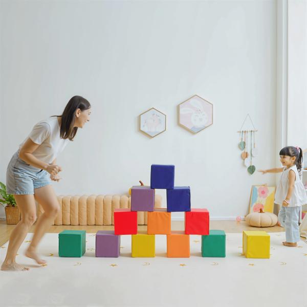 Conjunto de 12 Blocos Psicomotricidade para Crianças Blocos de Construção Brinquedo para Aprendizagem Multicor