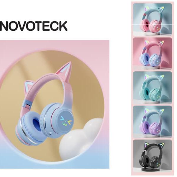 BT612 AURICULARES WIRELESS GATO SORRISO RGB - Rosa