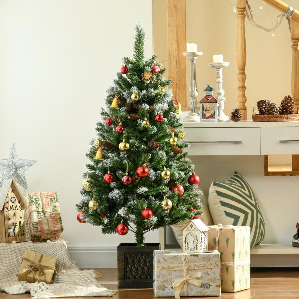 Árvore de Natal Artificial Nevada Altura 120 cm com 328 Ramos e Suporte Metálico Verde