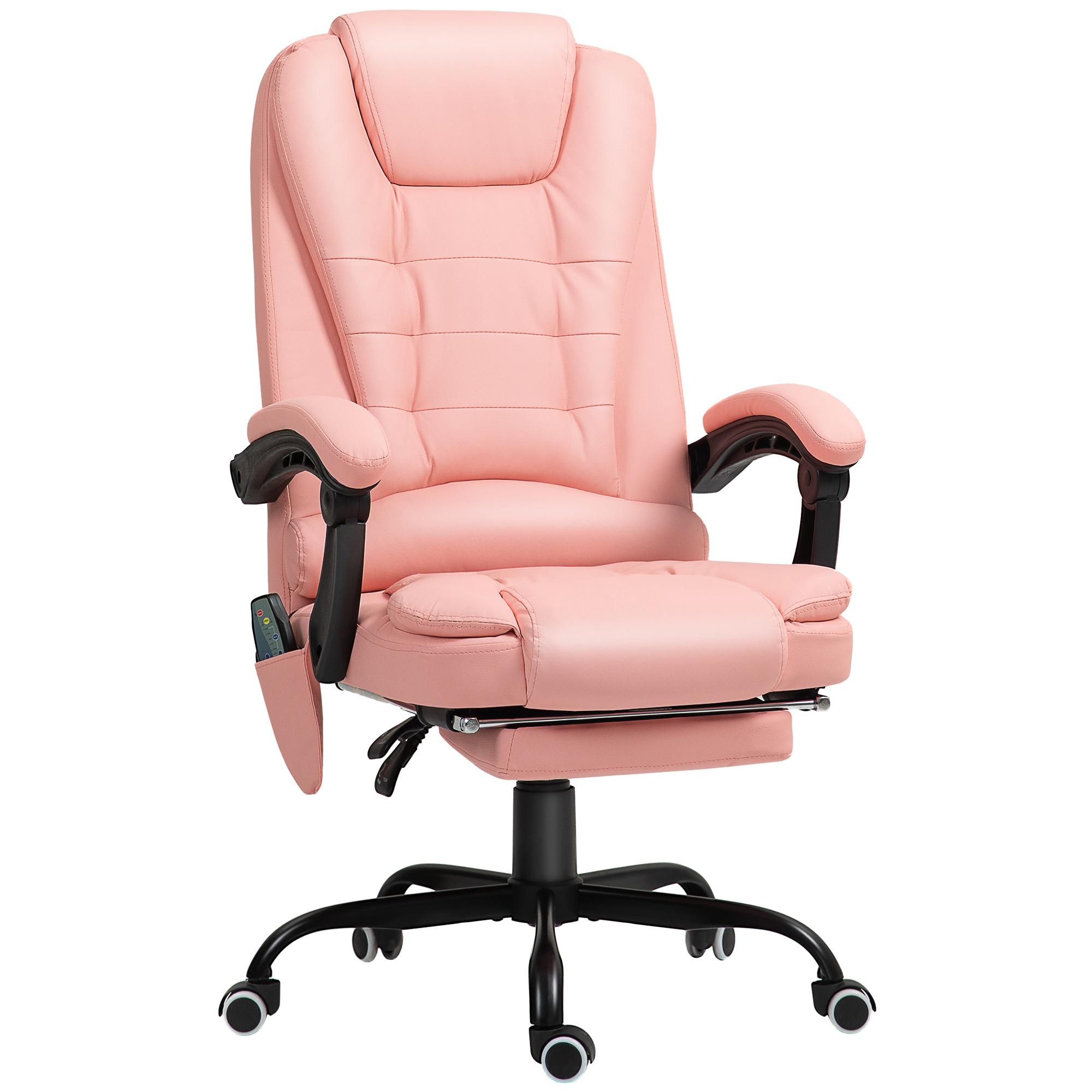 Cadeira de Massagem com 7 Pontos de Massagem Reclinável com Apoio para os Pés e Controlo Remoto 67x67x111 - 121 cm Rosa