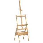 Cavalete de Pintura para Telas de Até 92 cm com Gaveta Altura Ajustável e Estrutura em H 43,5x43x150 - 190 cm Madeira
