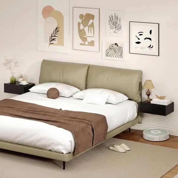 Conjunto de 2 Mesas de Cabeceira Flutuantes com 1 Gaveta para Quarto 40x30x15 cm Preto