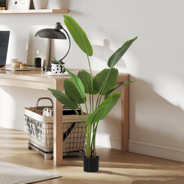 Planta Artificial Decorativa 160 cm Bananeira Artificial com Vaso e Folhas para Interior Casa Sala de Estar Escritório Verde