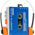 Leitor Cassete e Gravador Audio c/ Bluetooth + Auscultadores Headset (Azul) - EPOK