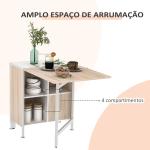 Mesa Dobrável de Arrumação 4 Prateleiras para Sala de Jantar Sala de Estar Mesa Auxiliar de Madeira 169x62x75 cm Carvalho e Branco