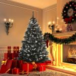 Árvore de Natal Automática 150 cm com 378 Ramos 41 Decorações Suporte em Aço Base Dobrável e Removível Verde