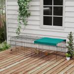 Gaiola para Animais Pequenos Gaiola para Roedores de Aço com Porta e Toldo para Coelhos Chinchilas Galinhas 220x85x70 cm Verde