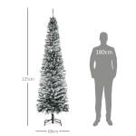Árvore de Natal 225 cm Árvore de Natal Artificial Nevado com 738 Ramos e Suporte de Metal Verde e Branco