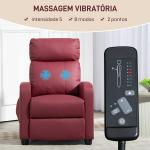Poltrona de Massagem Reclinável com 2 Zonas de Massagem 8 Programas e 5 Níveis de Intensidade 68x88x98 cm Borgonha