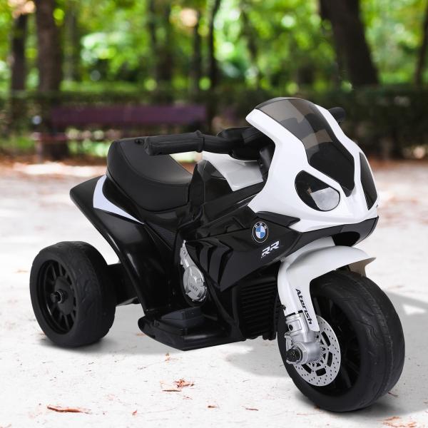Mota BMW Infantil 6V Elétrica para Crianças 18 - 36 Meses com Faróis Música 2,5km/h Preto 66x37x44 cm