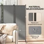 Biombo Separador de Ambientes de 4 Painéis Biombo Dobrável 221x172 cm com Pés Largos para Terraço Pátio Jardim Cinza Escuro