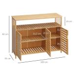 Aparador de 3 Portas Aparador em Bambu com Estantes para Sala de Jantar Cozinha Entrada 100x35x82 cm Madeira