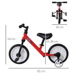 Bicicleta Balance com pedais e rodas removíveis Assento ajustável 33 - 38cm Crianças +2 Anos Carga 25kg Cor vermelha