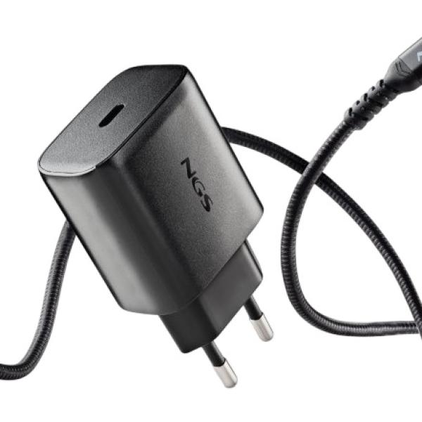 Carregador Universal GaN USB - C c/ Cabo USB - C (Preto) - NGS