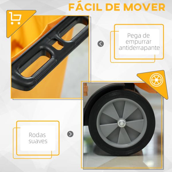 Carro de Limpeza com Bolsa Carrinho de Limpeza com Rodas e 3 Prateleiras 121x50,5x96,5 cm Preto e Amarelo