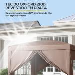 Tenda de Jardim com Paredes Laterais Amovíveis Janelas Porta com Fecho de Correr e Bolsa de Transporte 295x295x196 - 258 cm Café
