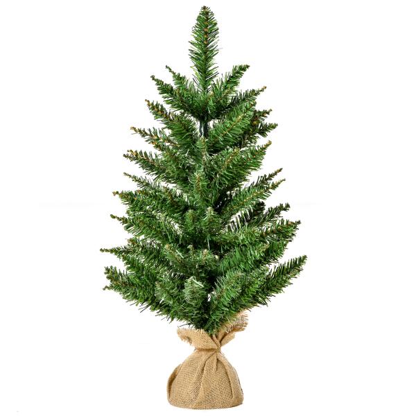 Árvore de Natal artificial pequena com 60 cm de altura com 70 filiais Base de tecido Mini árvore de Natal realista para interiores Ф44x60cm