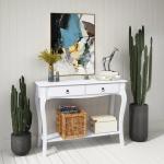 Mesa Tipo Consola para Sala de Estar Consola para Entrada com 2 Gavetas e Prateleira Inferior 100x33x75cm Branco