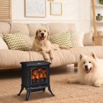 Lareira Elétrica 750/1500 W Lareira Decorativa com 2 Níveis de Potência Efeito Chama Área de Cobertura 15 - 20 m² 37,3x23,1x44 cm Preto