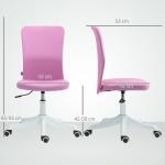 Cadeira de Escritório sem Apoio para os Braços Estofada em Linho Sintético com Altura Ajustável 53x43x85 - 93 cm Rosa