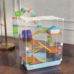 Gaiola para Hamster com 5 Plantas Escada Alimentador Bebedor Roda e Túnel 46x30x58cm Verde e Branco