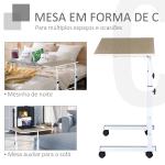 Mesa de computador para Hogar escritorio Altura Ajustável Mesa Compacta com Rodas 60x40x68 - 78cm Cor Branco