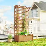 Floreira com Treliça de Madeira Caixa de Plantio com Suporte para Plantas Trepadeiras 90x45x183cm Madeira