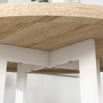 Mesa de Cozinha Redonda para 4 Pessoas Moderna com Tampo de Madeira e Base de Aço Cruzada Ø80x75 cm Carvalho