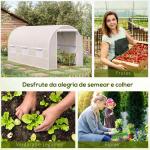 Estufa Tipo Túnel 400x200x200cm Estufa de Jardim com Portas Enroláveis e 6 Janelas Cobertura de PE 140 g/m² Estrutura de Metal para Cultivo de Plantas Verduras Branco
